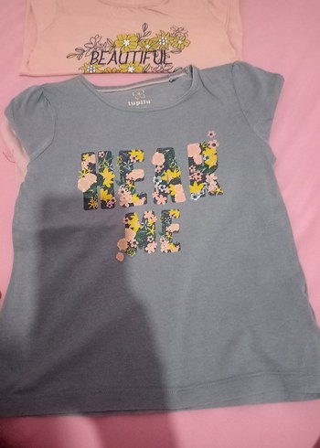 Kız Çocuk Gri Çiçek Baskılı Uzun Kollu Tişört - Görsel 2