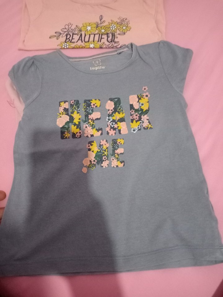 Kız Çocuk Gri Çiçek Baskılı Uzun Kollu Tişört - Görsel 2