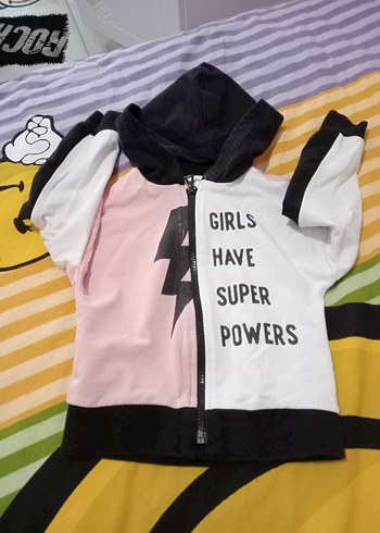 Kız Çocuk Kapüşonlu Fermuarlı Sweatshirt - Görsel 4