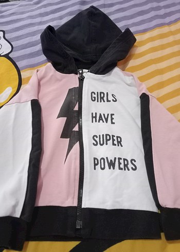 Kız Çocuk Kapüşonlu Fermuarlı Sweatshirt - Görsel 3