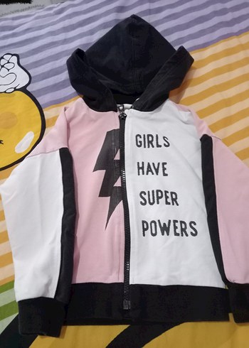 Kız Çocuk Kapüşonlu Fermuarlı Sweatshirt - Görsel 2