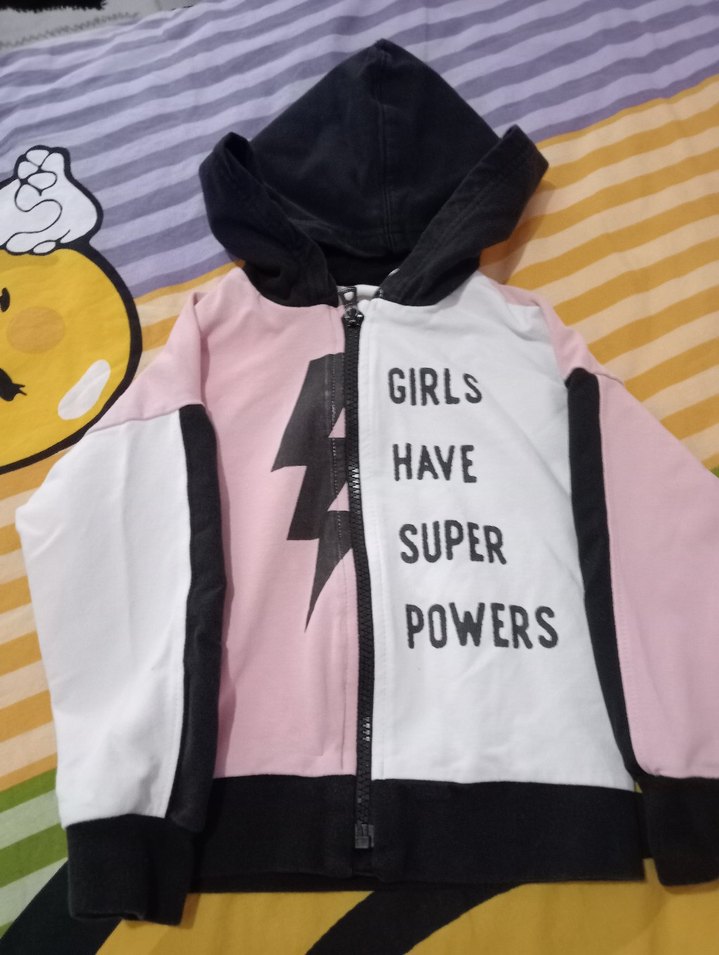 Kız Çocuk Kapüşonlu Fermuarlı Sweatshirt - Görsel 2