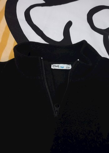 Erkek çocuk Siyah Fermuarlı Yüksek Yakalı Sweatshirt - Görsel 5