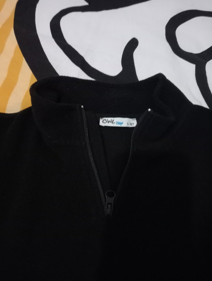 Erkek çocuk Siyah Fermuarlı Yüksek Yakalı Sweatshirt - Görsel 5