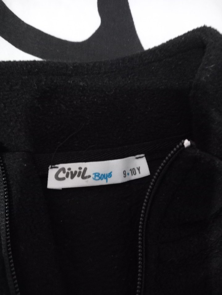 Erkek çocuk Siyah Fermuarlı Yüksek Yakalı Sweatshirt - Görsel 4