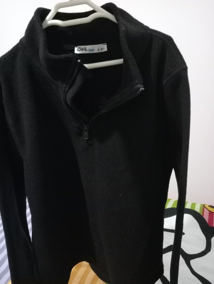 Erkek çocuk Siyah Fermuarlı Yüksek Yakalı Sweatshirt - Görsel 2