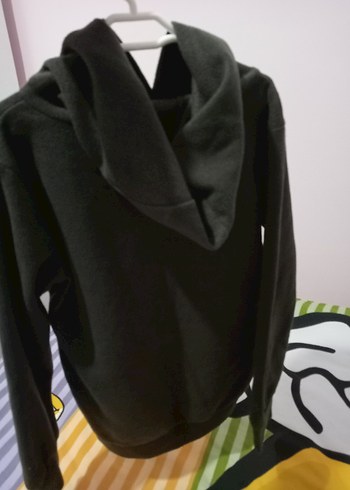 haki polar Kapüşonlu Baskılı Sweatshirt - Görsel 6