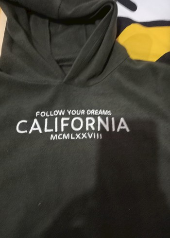 haki polar Kapüşonlu Baskılı Sweatshirt - Görsel 5