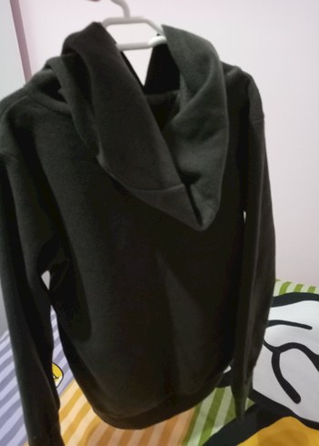 haki polar Kapüşonlu Baskılı Sweatshirt - Görsel 7