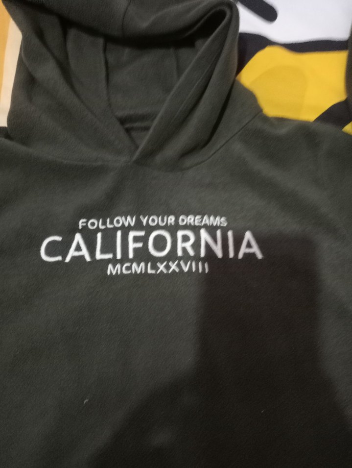 haki polar Kapüşonlu Baskılı Sweatshirt - Görsel 5