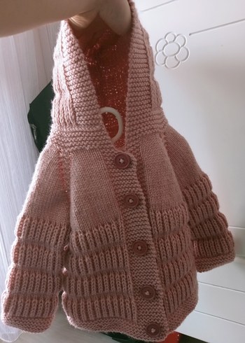 Kız Çocuk Pembe Örgü Hırka - Görsel 3