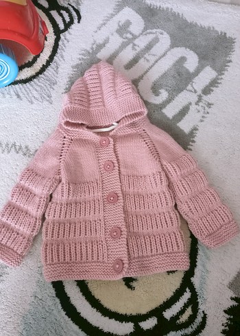 Kız Çocuk Pembe Örgü Hırka - Görsel 2