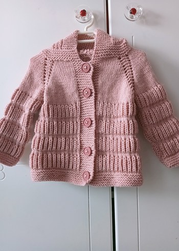 Kız Çocuk Pembe Örgü Hırka - Görsel 6