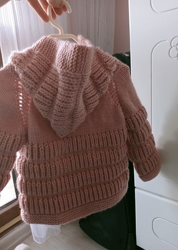 Kız Çocuk Pembe Örgü Hırka - Görsel 7