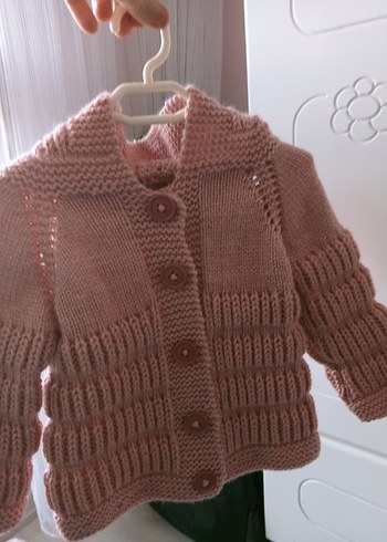 Kız Çocuk Pembe Örgü Hırka - Görsel 9