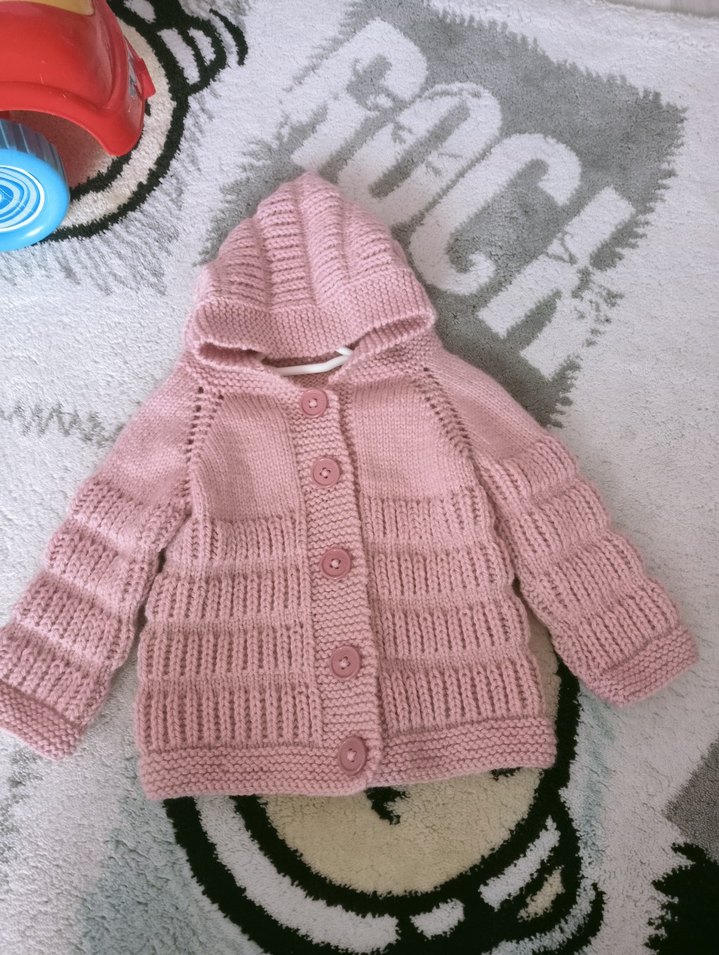 Kız Çocuk Pembe Örgü Hırka - Görsel 2
