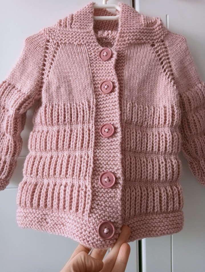 Kız Çocuk Pembe Örgü Hırka - Görsel 5