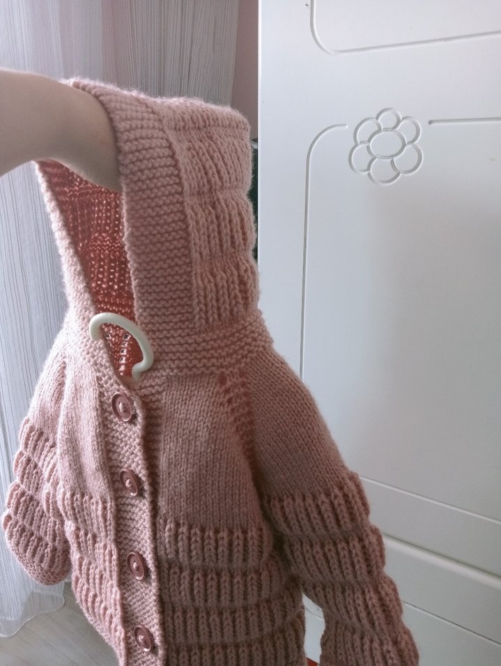 Kız Çocuk Pembe Örgü Hırka - Görsel 4