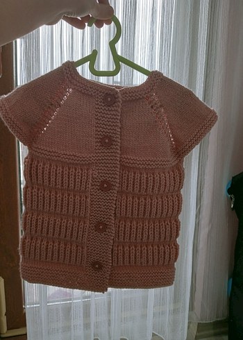 Kız Çocuk Pembe Triko Düğmeli yelek - Görsel 9