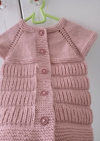 Kız Çocuk Pembe Triko Düğmeli yelek - Görsel 4