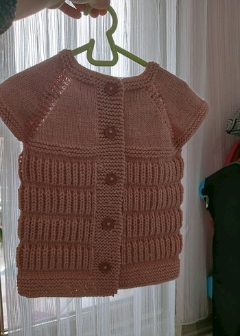 Kız Çocuk Pembe Triko Düğmeli yelek - Görsel 8