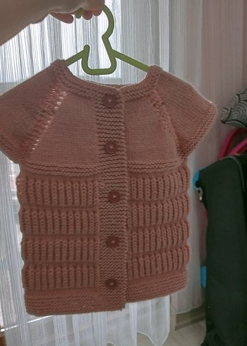 Kız Çocuk Pembe Triko Düğmeli yelek - Görsel 7