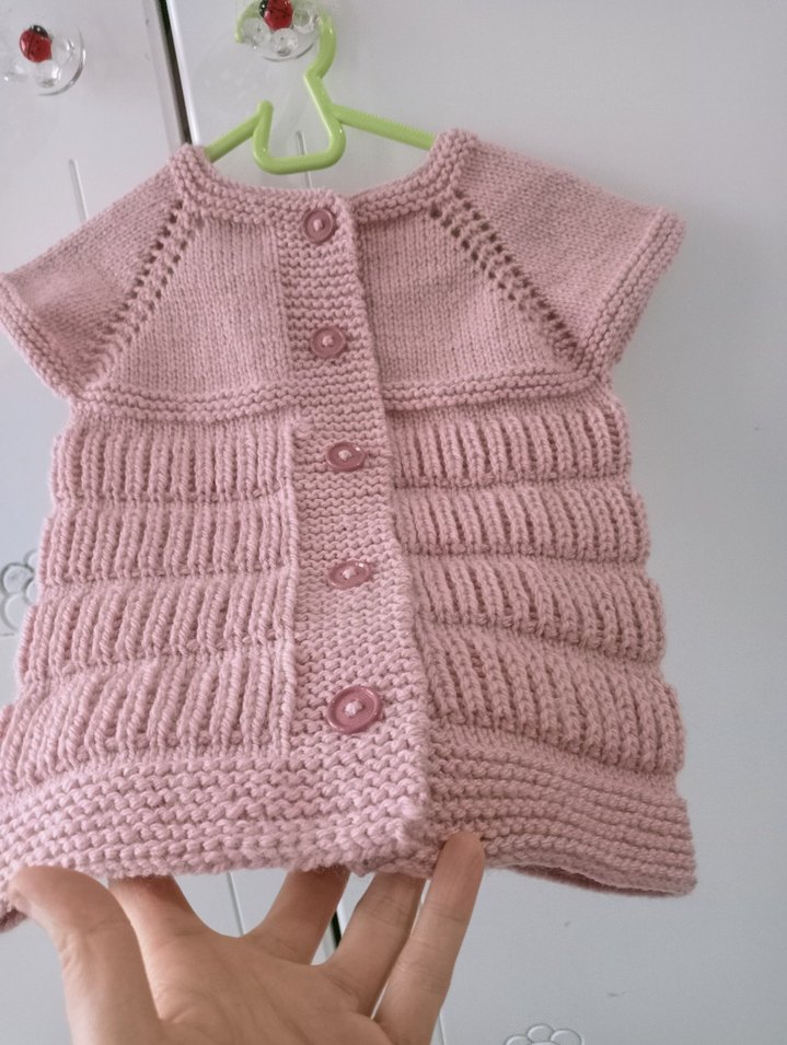 Kız Çocuk Pembe Triko Düğmeli yelek - Görsel 3