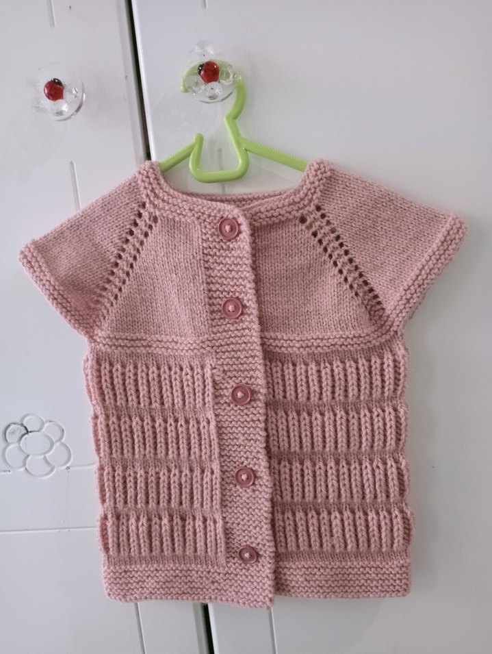 Kız Çocuk Pembe Triko Düğmeli yelek - Görsel 2