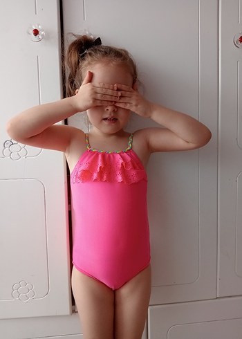 24-36 Ay Beden pembe Renk Pembe Bohem Kız Çocuk Mayo