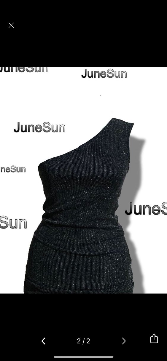 Parlak Tek Omuz Mini Elbise - Görsel 2