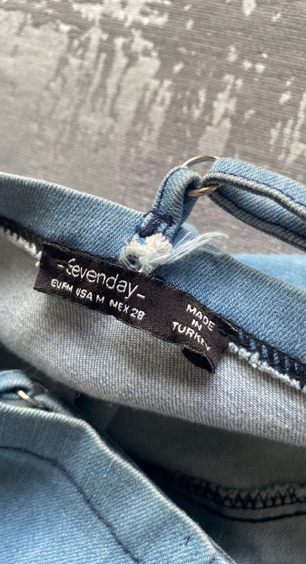 Mavi Kot Midi Bohem Elbise - Görsel 3