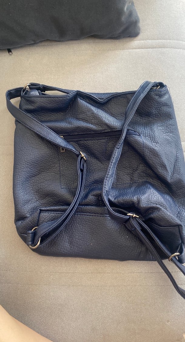 Mavi Deri Fermuarlı Kadın Çanta - Görsel 2