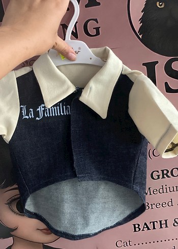 Düğmeli Baskılı Sokak Stili Kedi Kıyafeti - Görsel 2