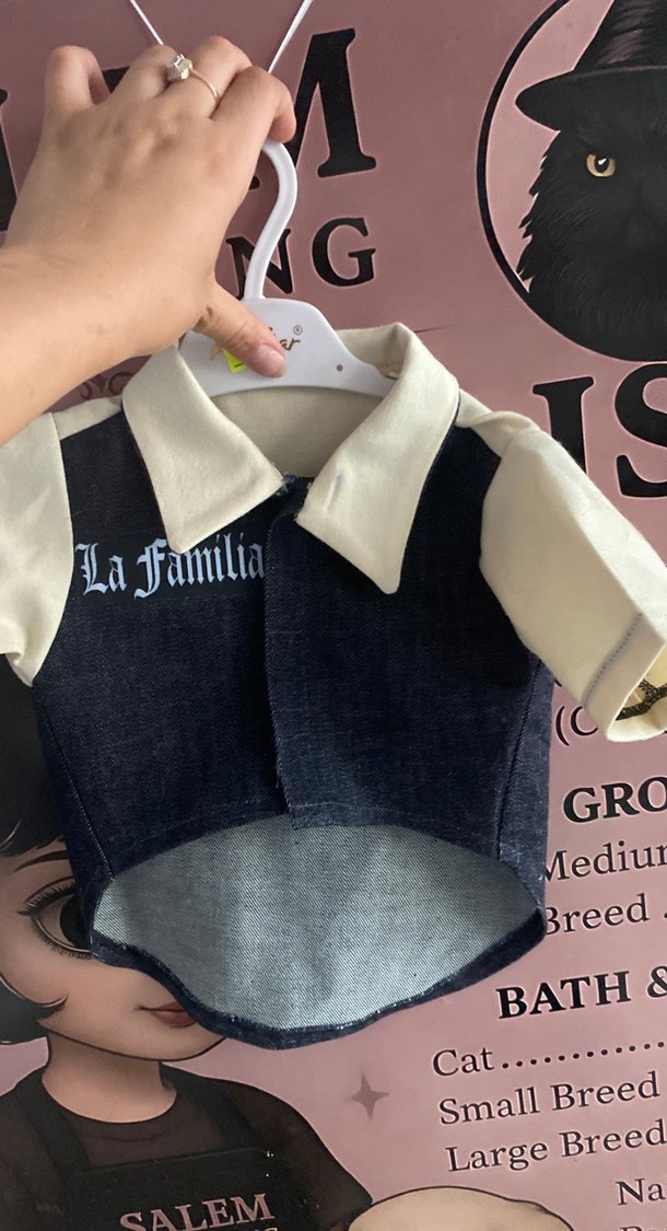 Düğmeli Baskılı Sokak Stili Kedi Kıyafeti - Görsel 2