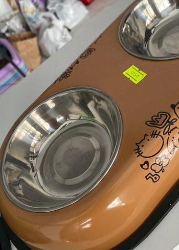 Renkli Kahverengi Çiftli Kedi Mama Kabı - Görsel 2