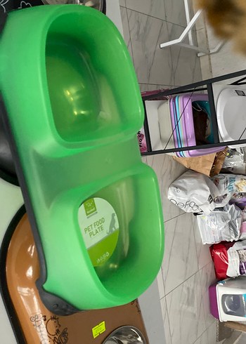 Renkli Kahverengi Çiftli Kedi Mama Kabı - Görsel 5