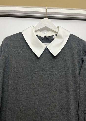 Gri Yakalı Uzun Kollu Kadın Triko - Görsel 4