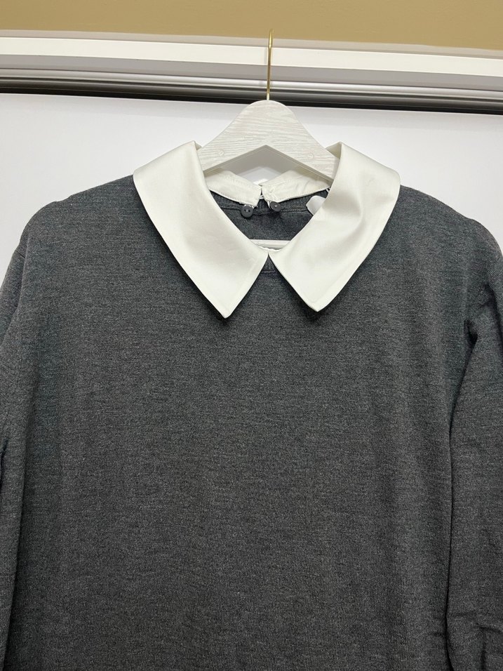 Gri Yakalı Uzun Kollu Kadın Triko - Görsel 4