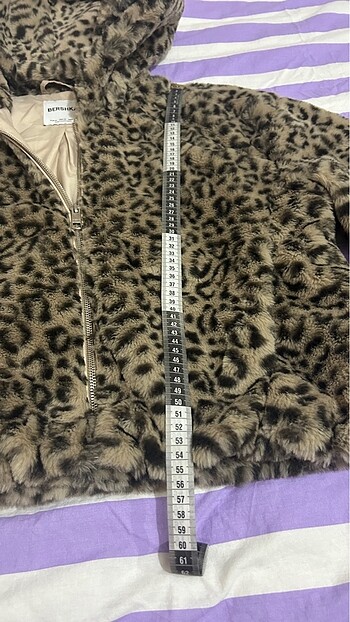 m Beden camel Renk Bershka leopar peluş ceket