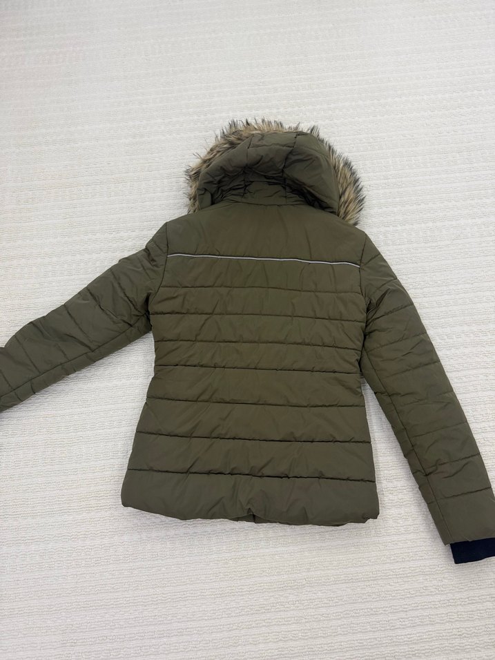 Kadın Haki Kürk Detaylı Kısa Kaban - Görsel 4