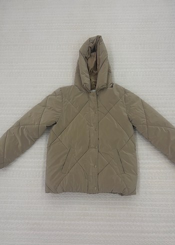 Bej Düğmeli Kadın Kışlık Mont - Görsel 2