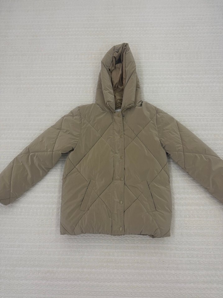 Bej Düğmeli Kadın Kışlık Mont - Görsel 2