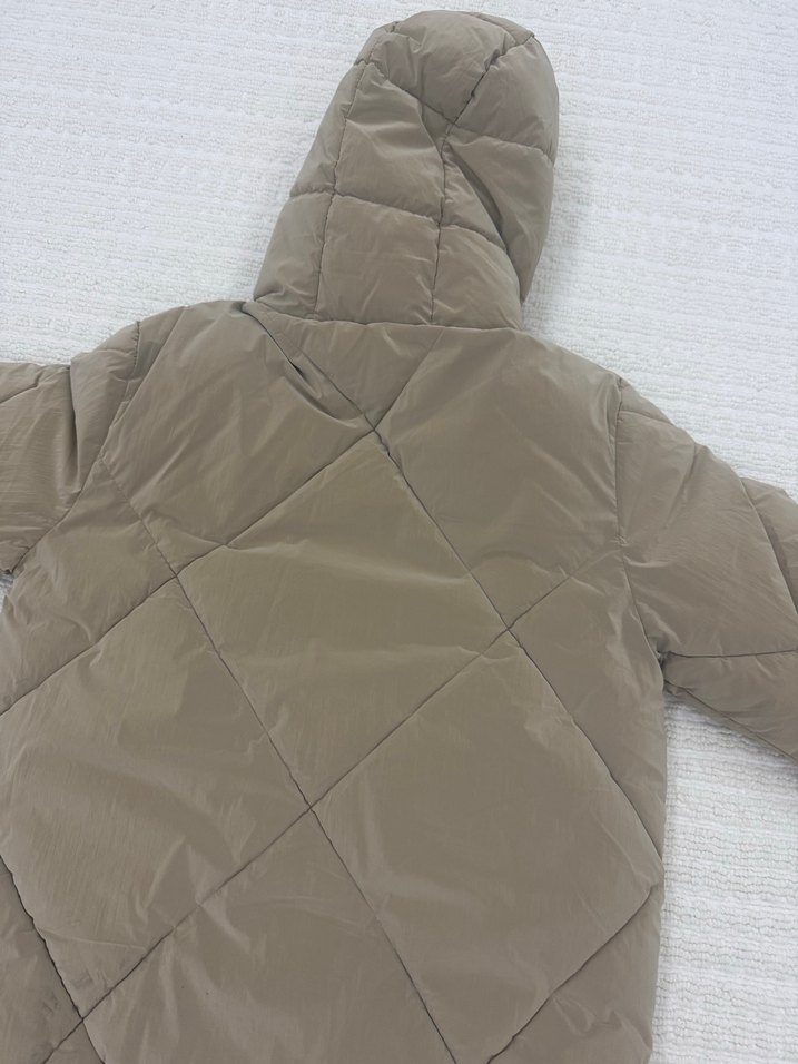 Bej Düğmeli Kadın Kışlık Mont - Görsel 4