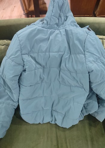 turkuaz kapşonlu Kışlık çocuk Mont - Görsel 3