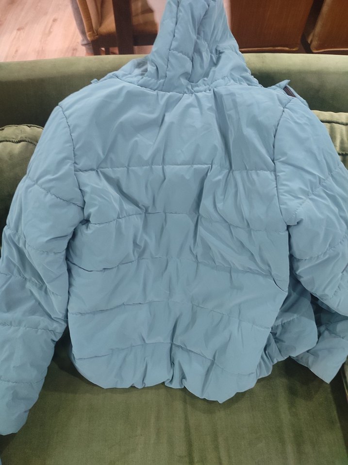 turkuaz kapşonlu Kışlık çocuk Mont - Görsel 3