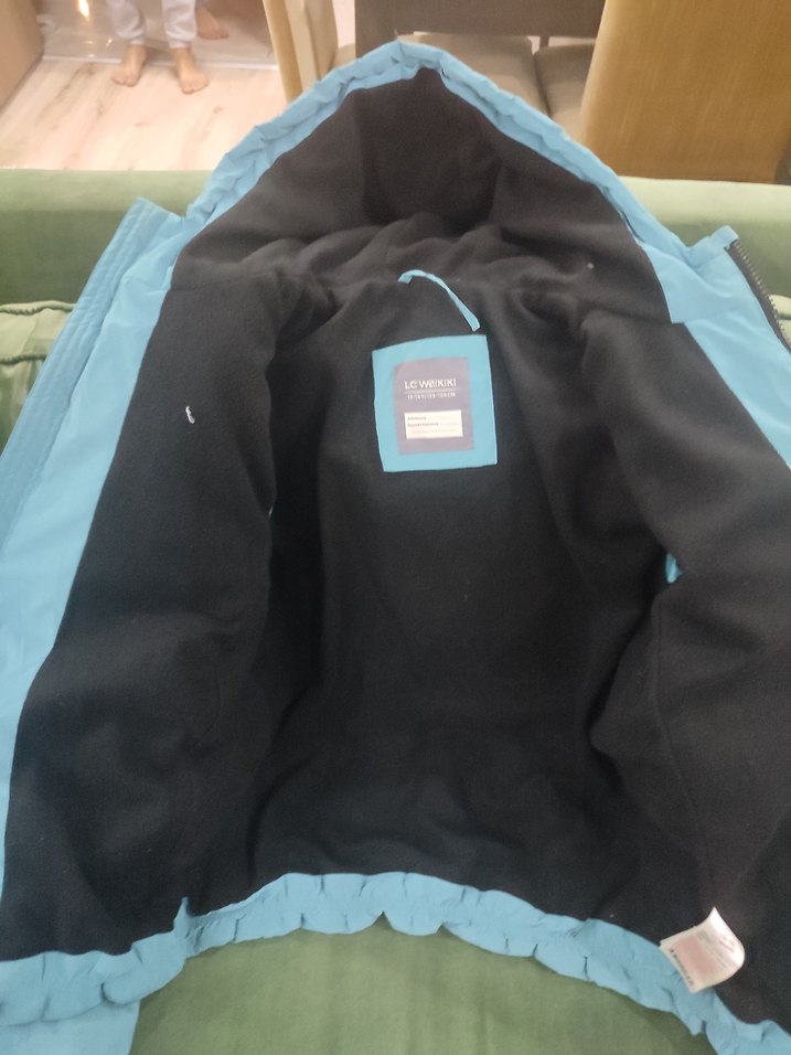 turkuaz kapşonlu Kışlık çocuk Mont - Görsel 2