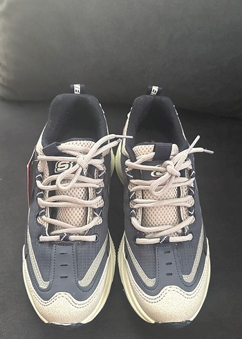Skytech Gri lacivert Bağcıklı Spor Ayakkabı skechers air-cooled
