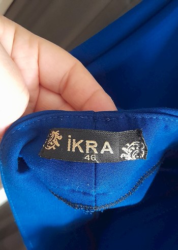 Parlak Mavi Midi Kadın Kumaş Pantolon - Görsel 2