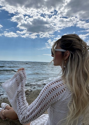 Dantel Detaylı Beyaz Mini Kadın Tunik - Görsel 2