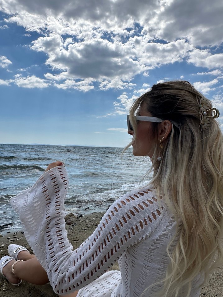 Dantel Detaylı Beyaz Mini Kadın Tunik - Görsel 2